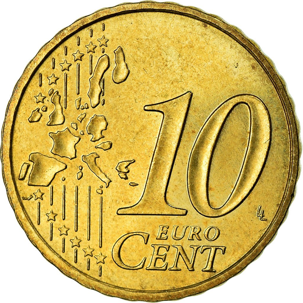 Monaco, 10 Euro Cent, 2002, AU(55-58), Brass, KM:170