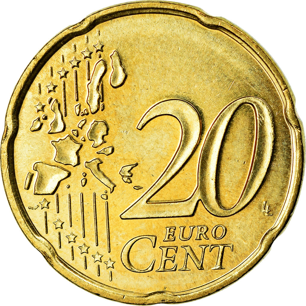 Monaco, 20 Euro Cent, 2002, AU(55-58), Brass, KM:171