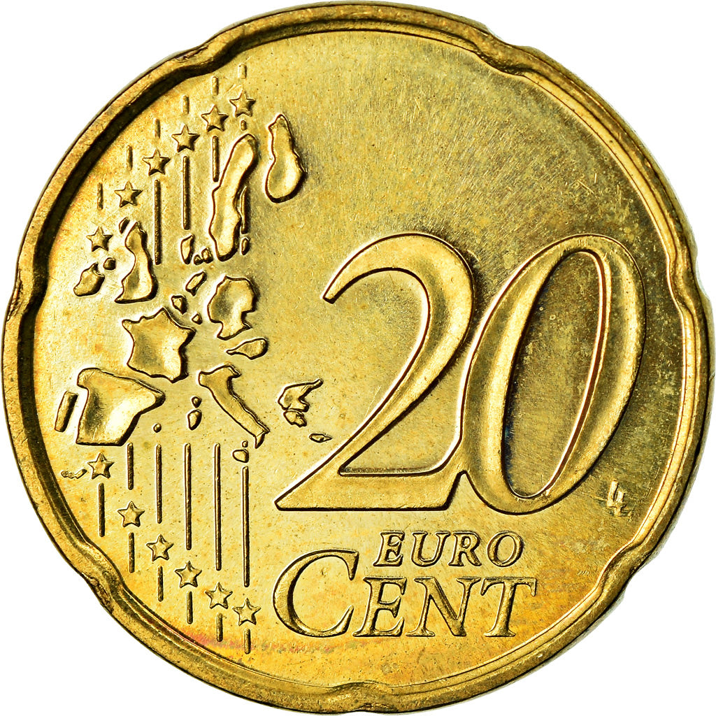 Monaco, 20 Euro Cent, 2002, Paris, AU(55-58), Mosiądz, KM:171