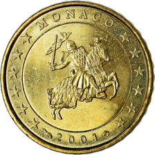 Monaco, 10 Euro Cent, 2001, AU(55-58), Brass, KM:170
