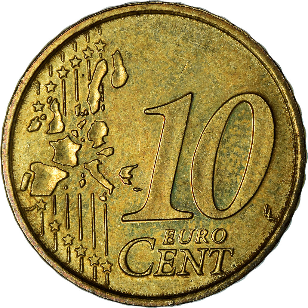 Monaco, 10 Euro Cent, 2001, AU(55-58), Brass, KM:170