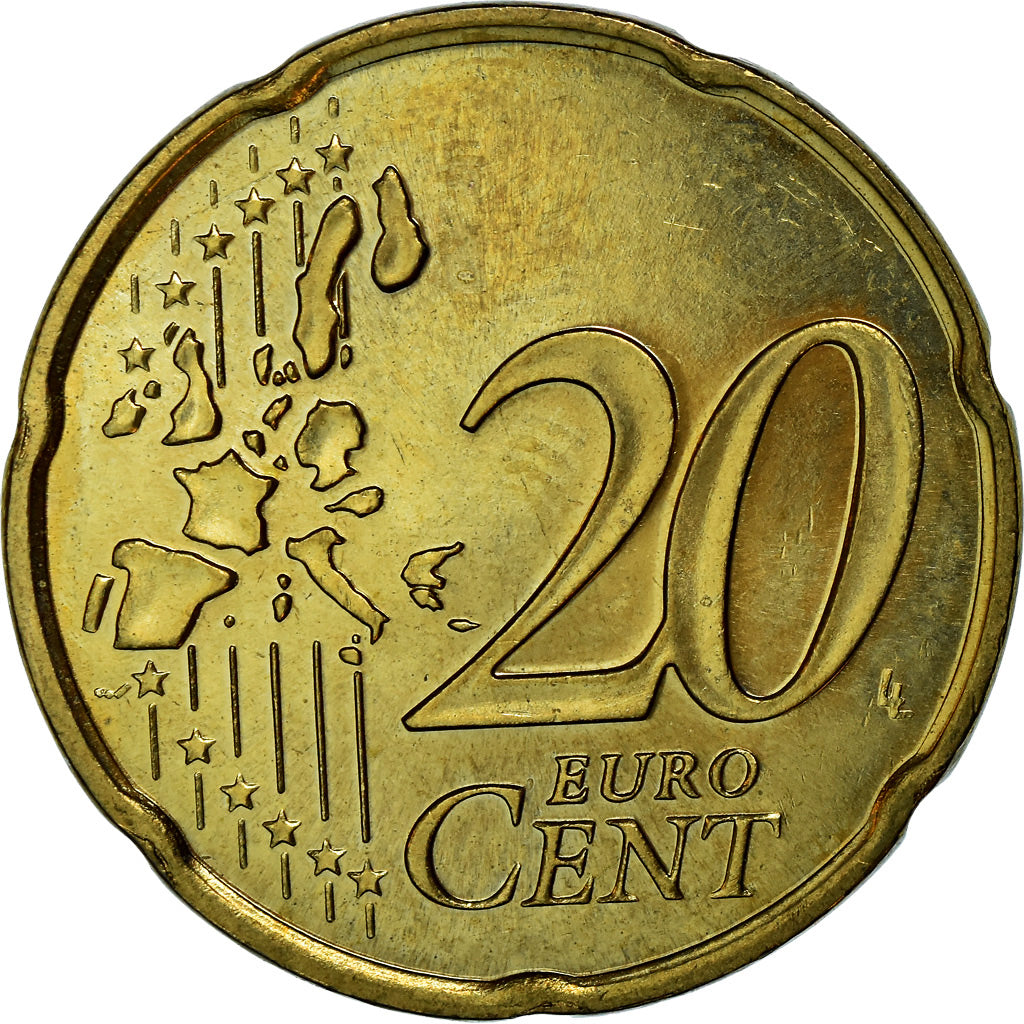 Monaco, 20 Euro Cent, 2002, MS(63), Brass, KM:171