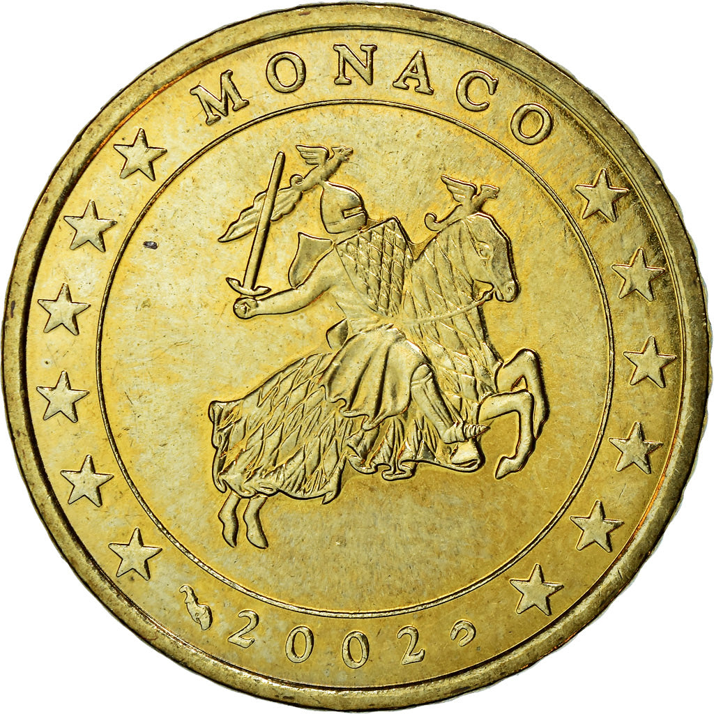 Monaco, 50 Euro Cent, 2002, MS(63), Brass, KM:172