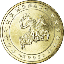 Monaco, 50 Euro Cent, Prince Rainier III, 2003, MS(63), Brass, KM:172
