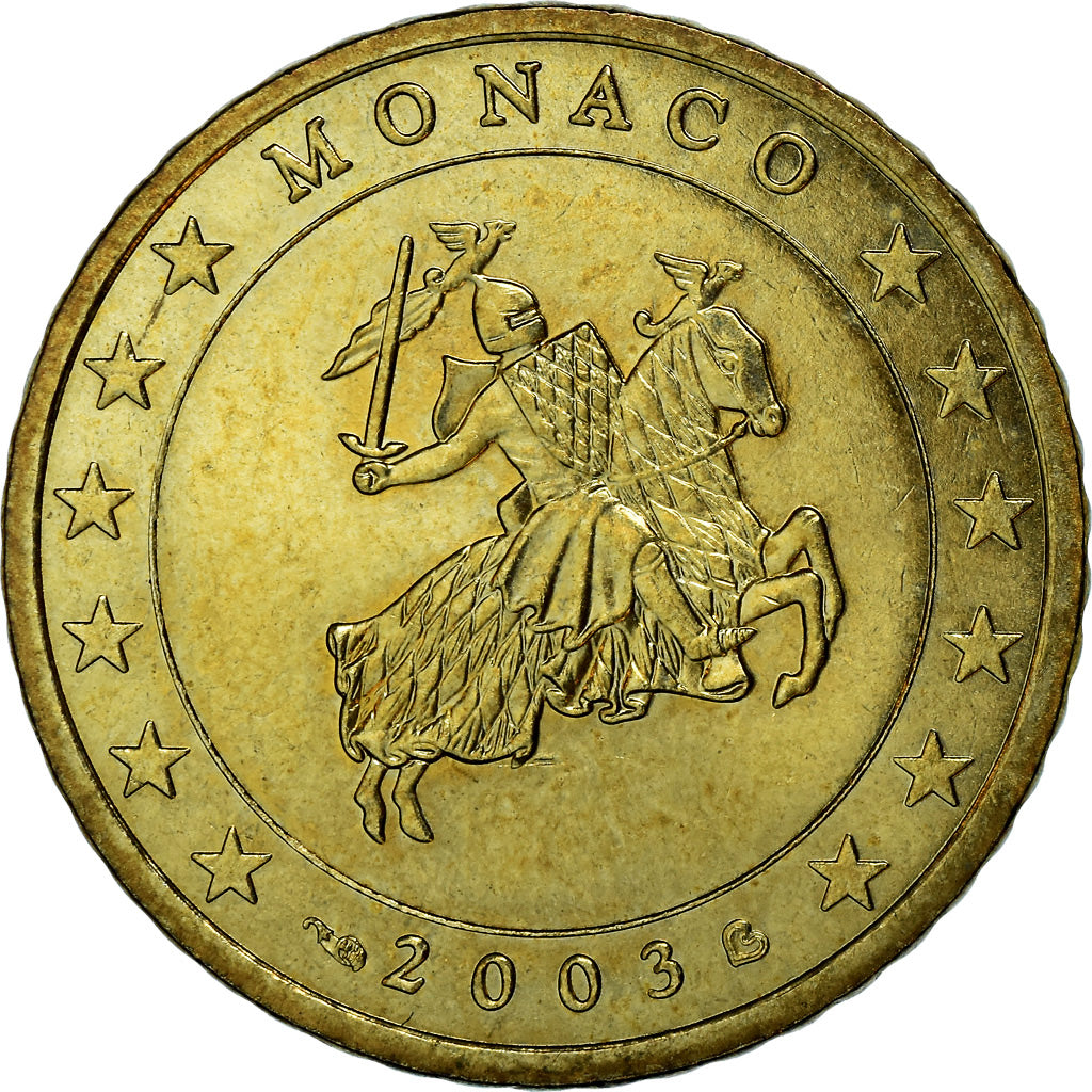 Monaco, 50 Euro Cent, Prince Rainier III, 2003, MS(63), Brass, KM:172