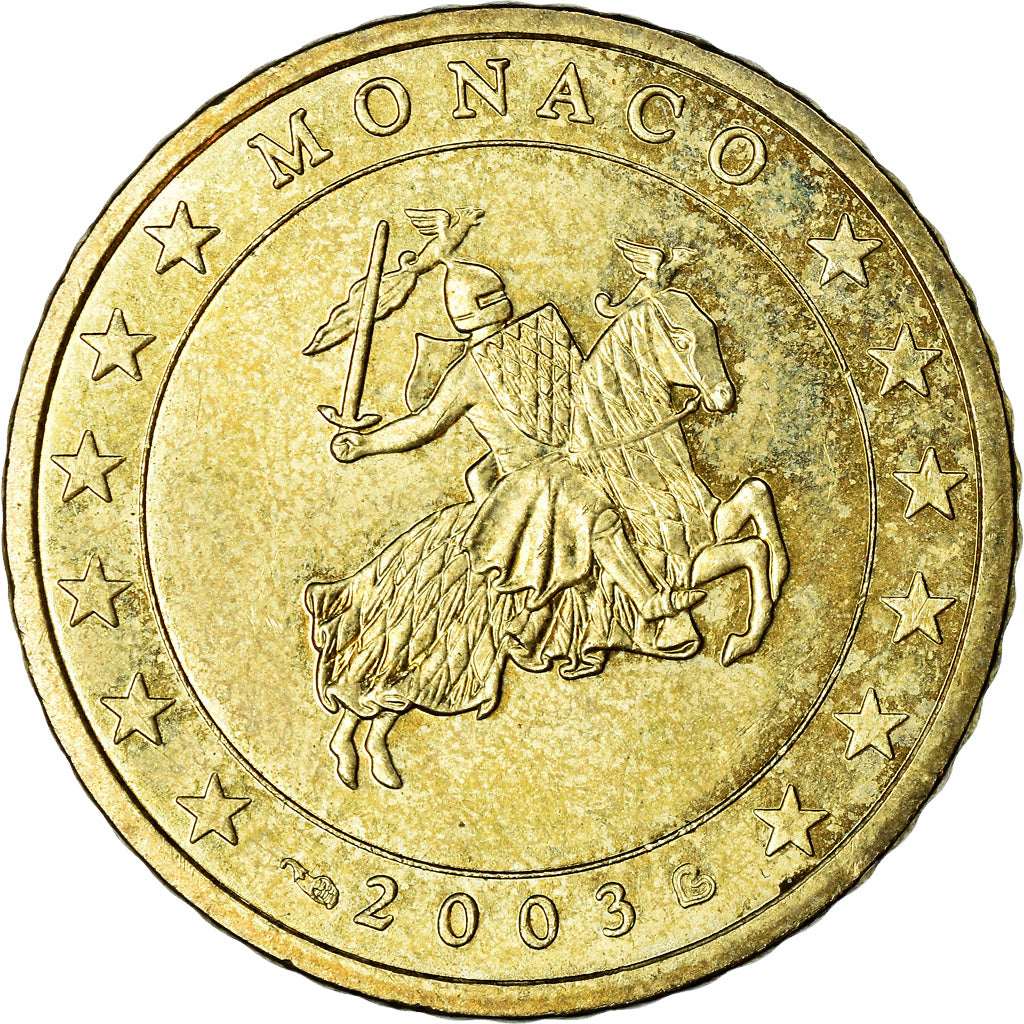 Monaco, 50 Euro Cent, Prince Rainier III, 2003, MS(63), Brass, KM:172