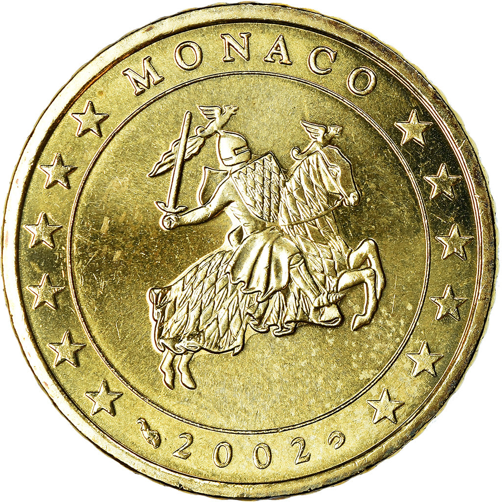Monaco, 50 Euro Cent, 2002, MS(63), Brass, KM:172