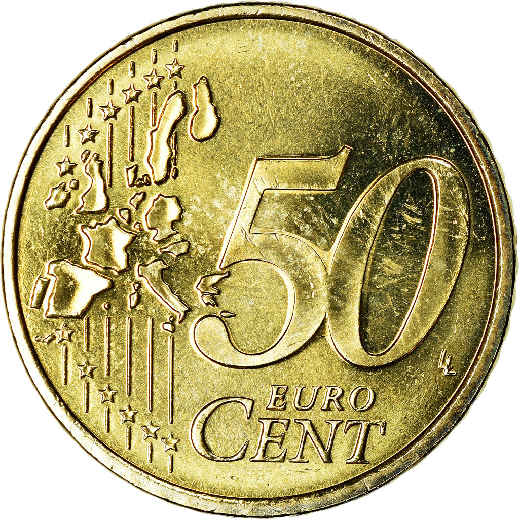 Monaco, 50 Euro Cent, 2002, MS(63), Brass, KM:172
