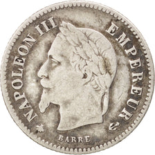 FRANCE, Napoléon III, 20 Centimes, 1867, Paris, KM #808.1, VF(30-35), Silver, G.