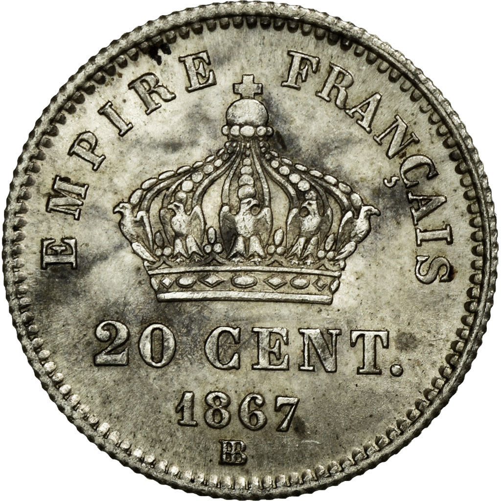 Monnaie, France, Napoleon III, Napoléon III, 20 Centimes, 1867, Strasbourg