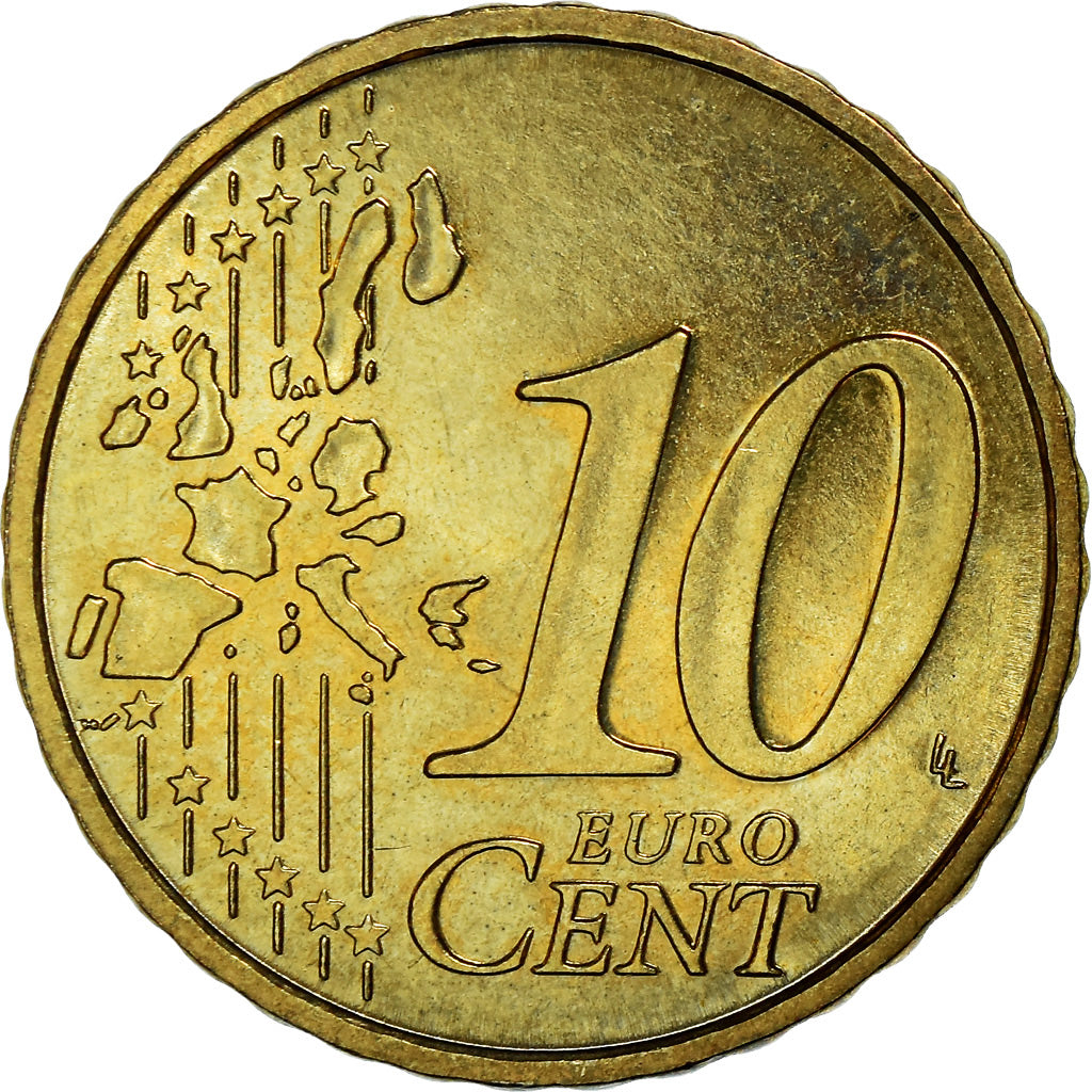 Monaco, 10 Euro Cent, 2001, VZ, Messing, KM:170