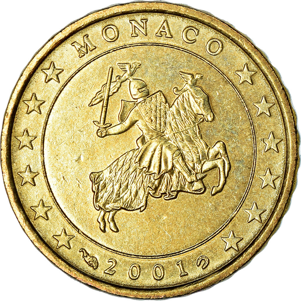 Monaco, 10 Euro Cent, 2001, VZ, Messing, KM:170
