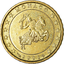 Monaco, 10 Euro Cent, 2001, VZ, Messing, KM:170