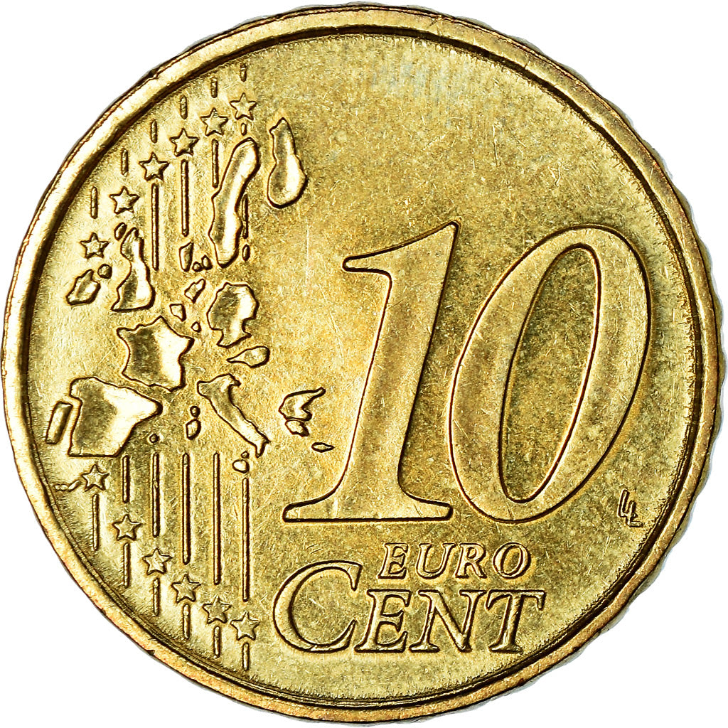 Monaco, 10 Euro Cent, 2001, AU(55-58), Brass, KM:170
