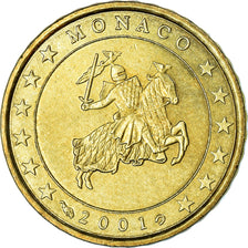 Monaco, 10 Euro Cent, 2001, AU(55-58), Brass, KM:170