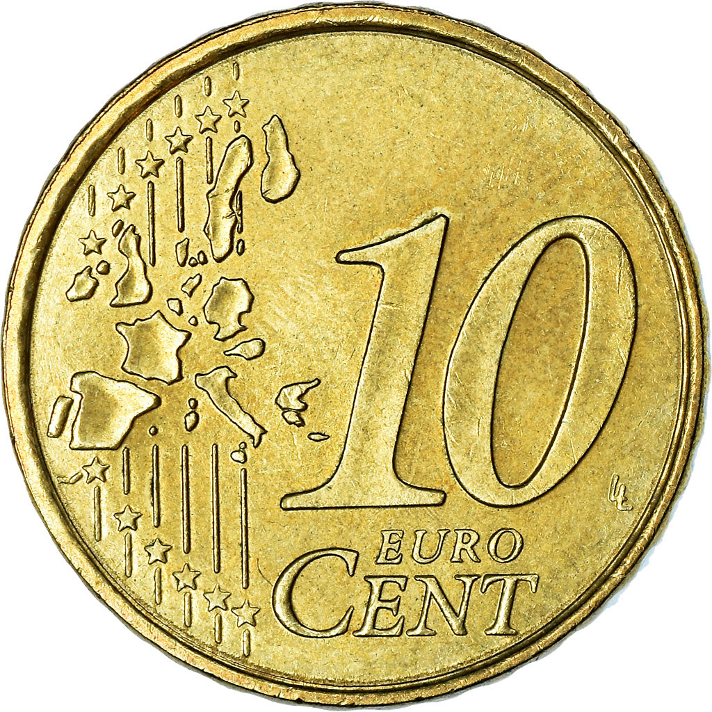 Monaco, 10 Euro Cent, 2001, AU(55-58), Brass, KM:170