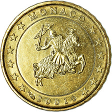 Monaco, 10 Euro Cent, 2001, AU(55-58), Brass, KM:170