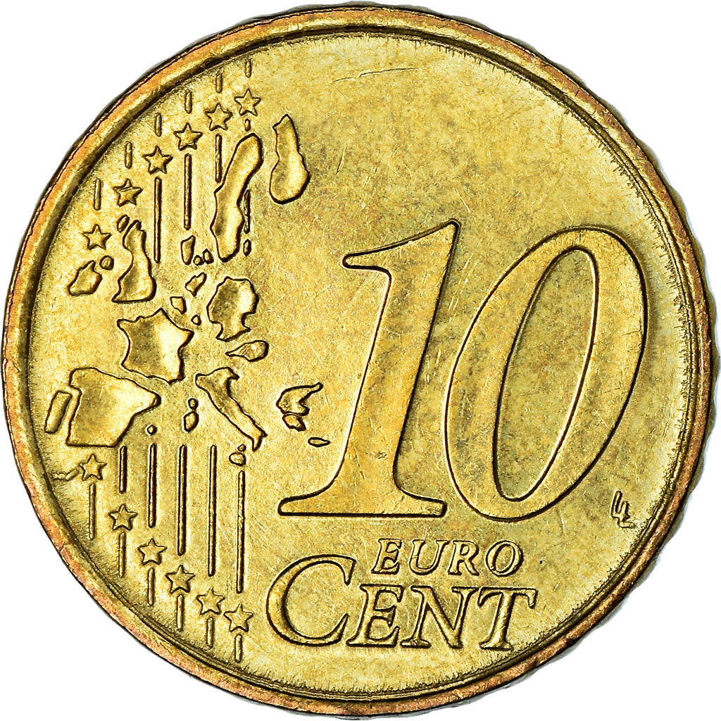 Monaco, 10 Euro Cent, 2001, AU(55-58), Brass, KM:170