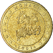 Monaco, 50 Euro Cent, 2001, AU(55-58), Brass, KM:172