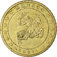 Monaco, 50 Euro Cent, 2001, AU(55-58), Brass, KM:172