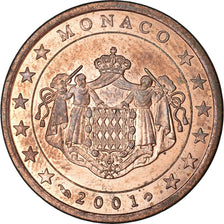 Monaco, 5 Euro Cent, 2001, AU(55-58), Copper Plated Steel, KM:169