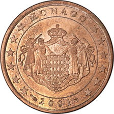 Monaco, 5 Euro Cent, 2001, AU(55-58), Copper Plated Steel, KM:169
