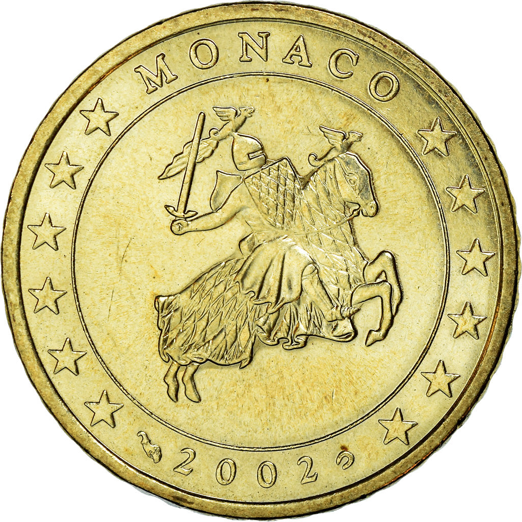 Monaco, 50 Euro Cent, 2002, AU(55-58), Brass, Gadoury:MC177, KM:172
