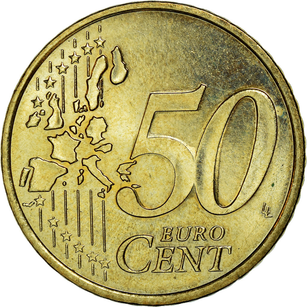 Monaco, 50 Euro Cent, 2002, AU(55-58), Brass, Gadoury:MC177, KM:172