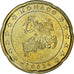 Monaco, 20 Euro Cent, 2002, AU(55-58), Brass, KM:171