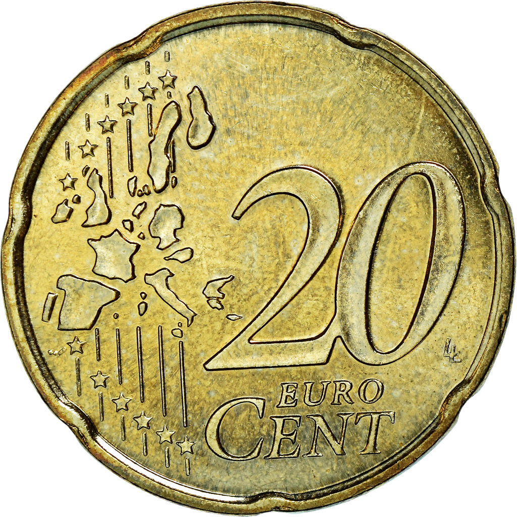 Monaco, 20 Euro Cent, 2002, AU(55-58), Brass, KM:171