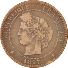 FRANCE, Cérès, 10 Centimes, 1897, Paris, KM #815.1, VF(30-35), Bronze, Gadoury #