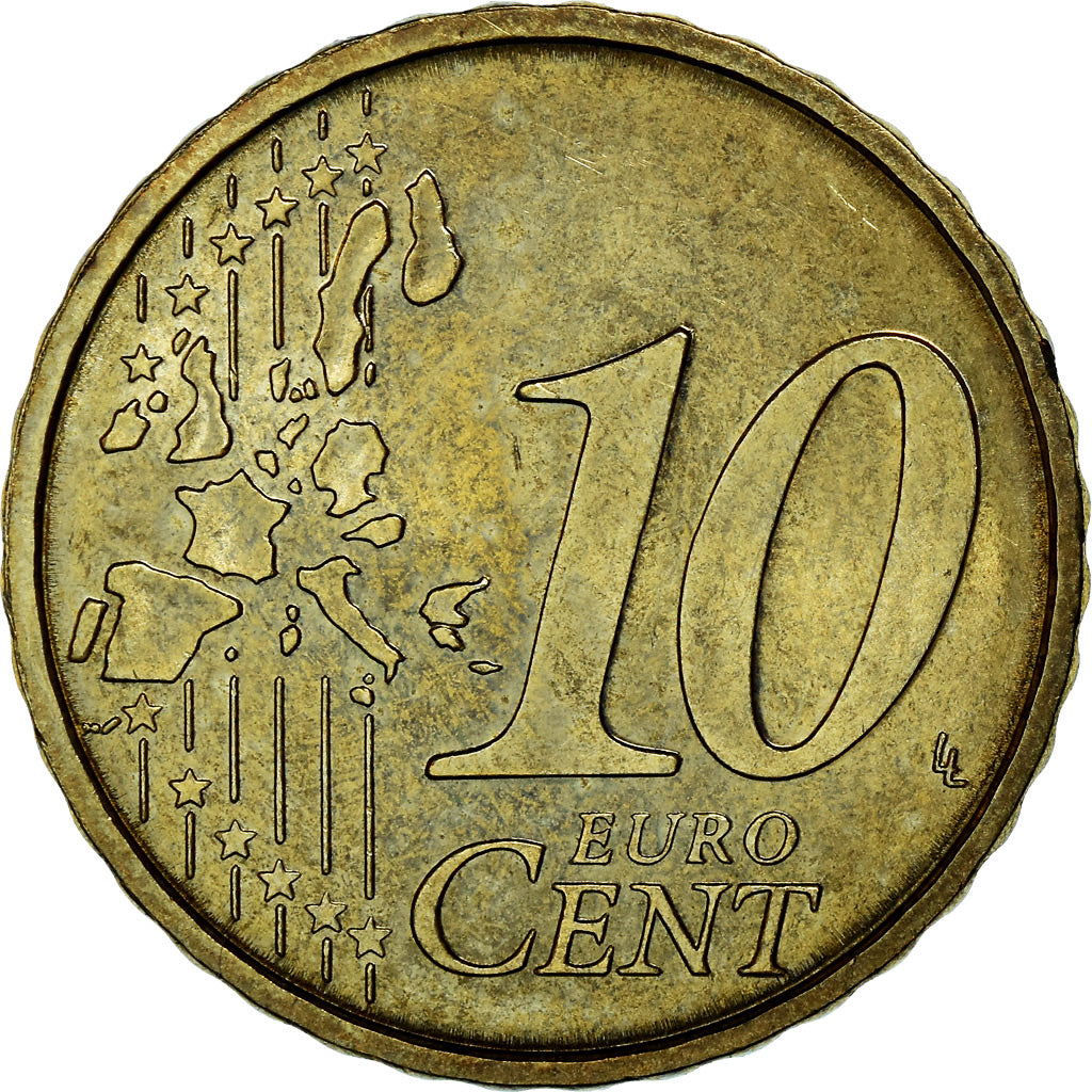 Monaco, 10 Euro Cent, 2002, SPL-, Ottone, KM:170