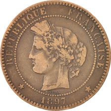 FRANCE, Cérès, 10 Centimes, 1897, Paris, KM #815.1, VF(30-35), Bronze, Gadoury #