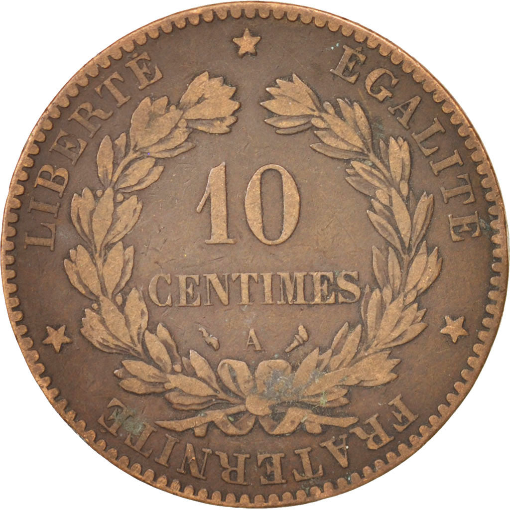 FRANCE, Cérès, 10 Centimes, 1897, Paris, KM #815.1, VF(30-35), Bronze, Gadoury #