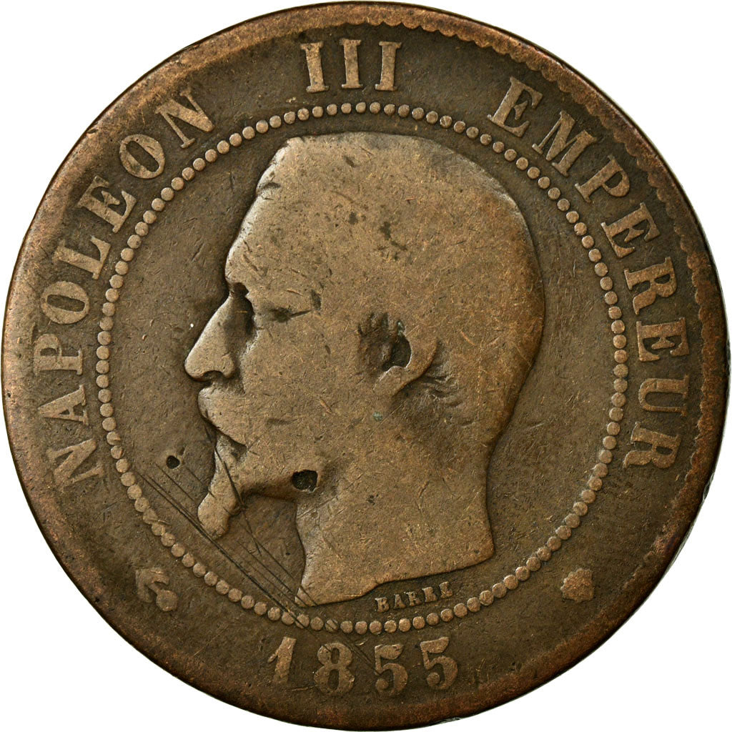 Moneta, Francia, Napoleon III, Napoléon III, 10 Centimes, 1855, Marseille, MB