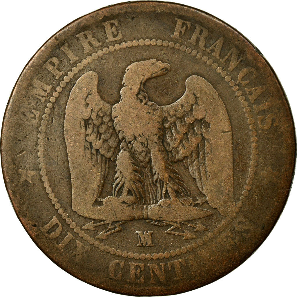 Moneta, Francia, Napoleon III, Napoléon III, 10 Centimes, 1855, Marseille, MB