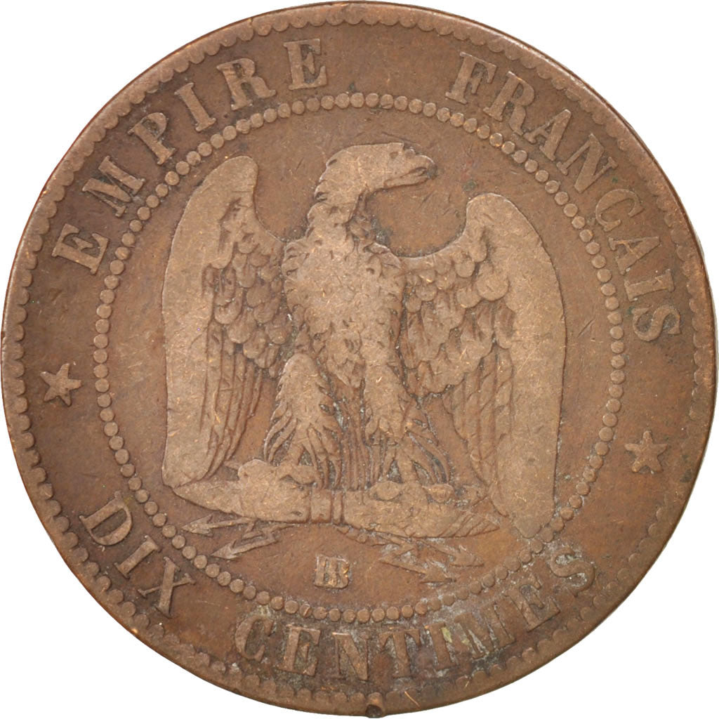 Francia, Napoleon III, Napoléon III, 10 Centimes, 1855, Strasbourg, MB, Bron...