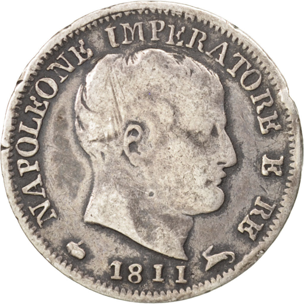 ITALIAN STATES, 5 Soldi, 1811, Milan, KM #5.1, VF(30-35), Silver, 1.17