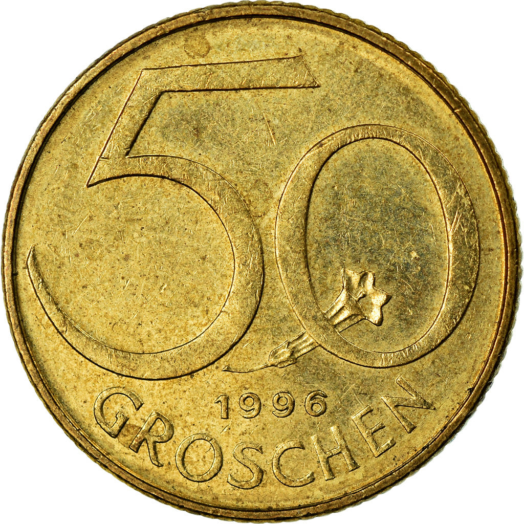 Coin, Austria, 50 Groschen, 1996, EF(40-45), Aluminum-Bronze, KM:2885
