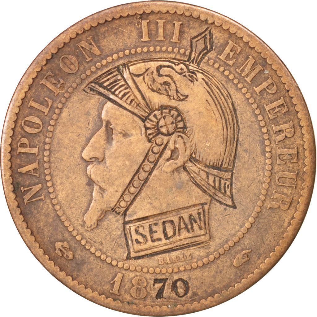 FRANCE, 10 Centimes, 1870, Paris, VF(30-35), Bronze, 9.57