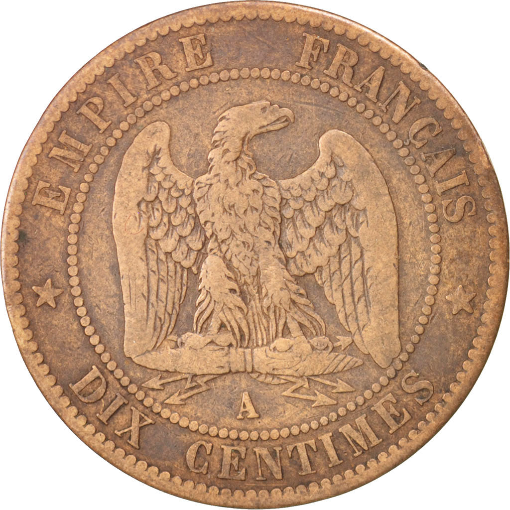 FRANCE, 10 Centimes, 1870, Paris, VF(30-35), Bronze, 9.57