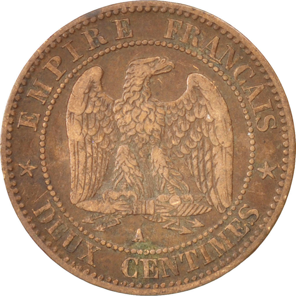 Second Empire, 2 Centimes Napoléon III tête nue, 1855 A, KM 776.1