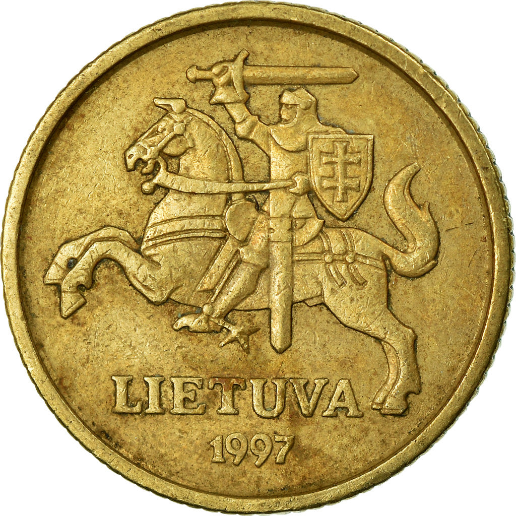 Moeda, Lituânia, 10 Centu, 1997, EF(40-45), Níquel-Latão, KM:106
