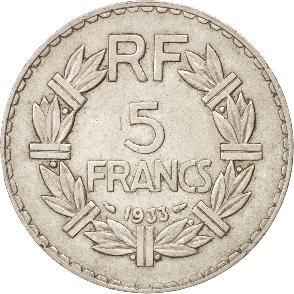 Moneta, Francia, Lavrillier, 5 Francs, 1933, BB+, Nichel, KM:888, Gadoury:760
