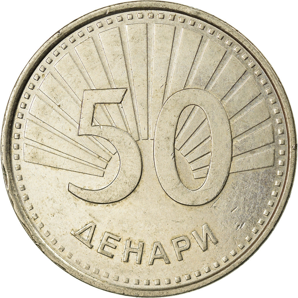Coin, Macedonia, 50 Denari, 2008, EF(40-45), Brass, KM:32