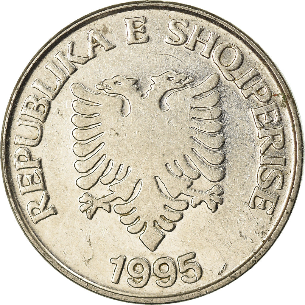 Coin, Albania, 5 Lekë, 1995, AU(55-58), Nickel plated steel, KM:76