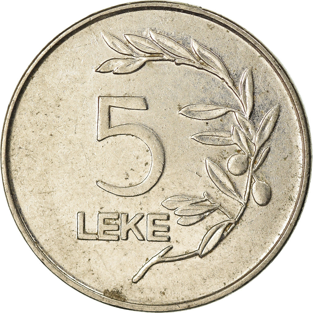 Coin, Albania, 5 Lekë, 1995, AU(55-58), Nickel plated steel, KM:76