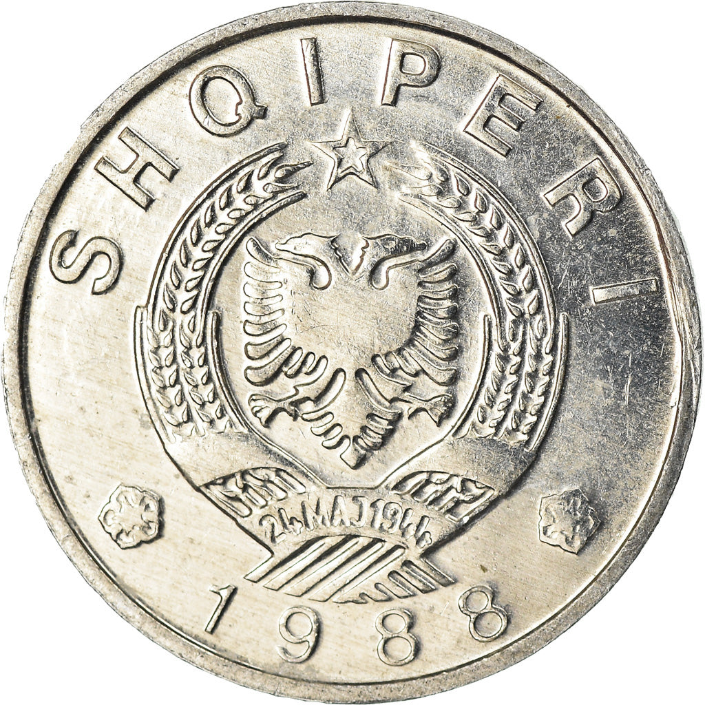 Coin, Albania, 5 Qindarka, 1988, AU(55-58), Aluminum, KM:71