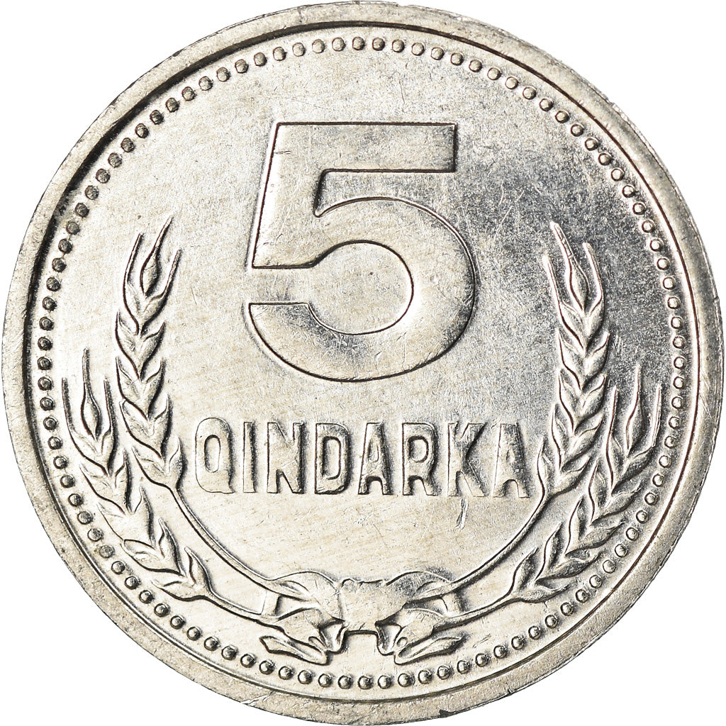 Coin, Albania, 5 Qindarka, 1988, AU(55-58), Aluminum, KM:71