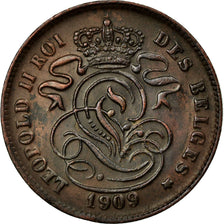Coin, Belgium, Leopold II, 2 Centimes, 1909, AU(50-53), Copper, KM:35.1
